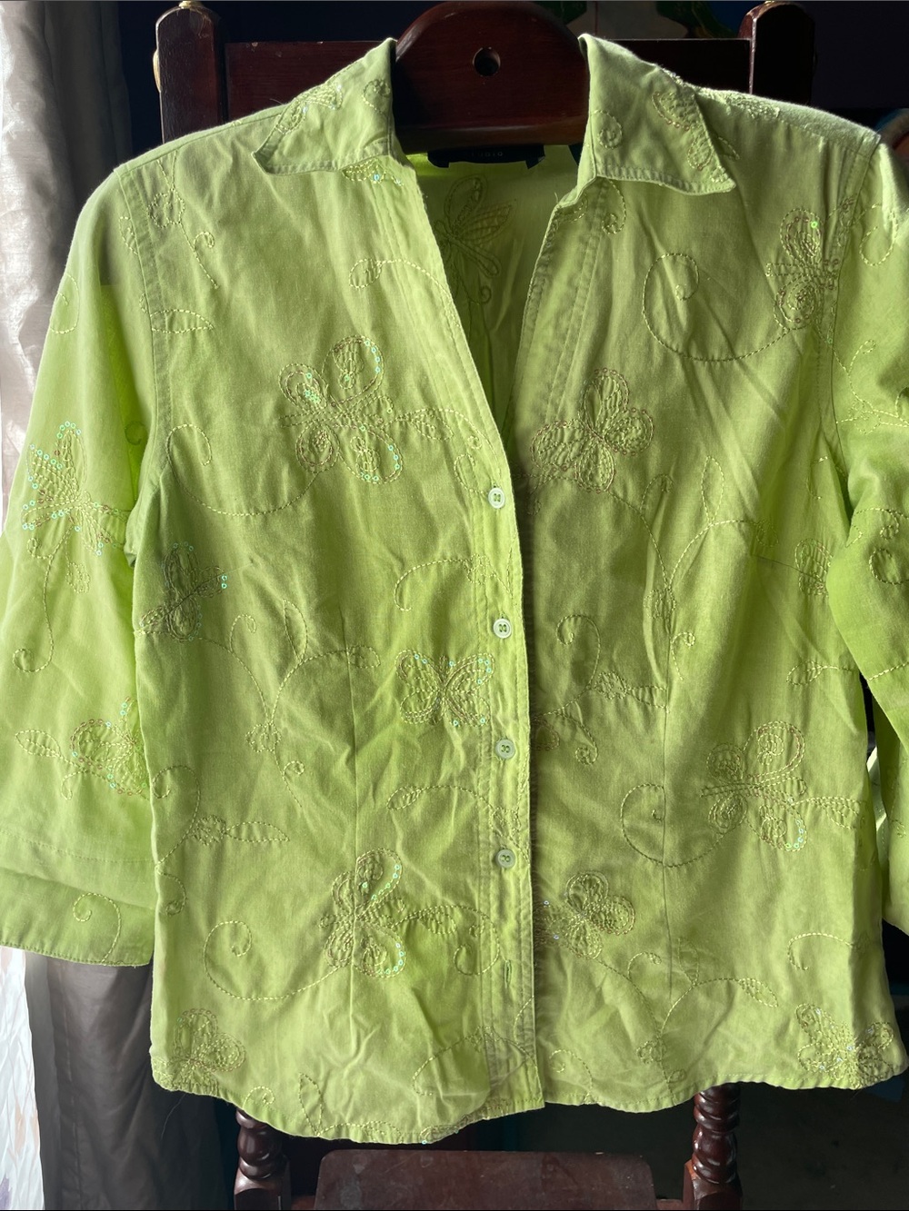 LEMON GRASS STUDIO EMBROIDERED BUTTON-DOWN
